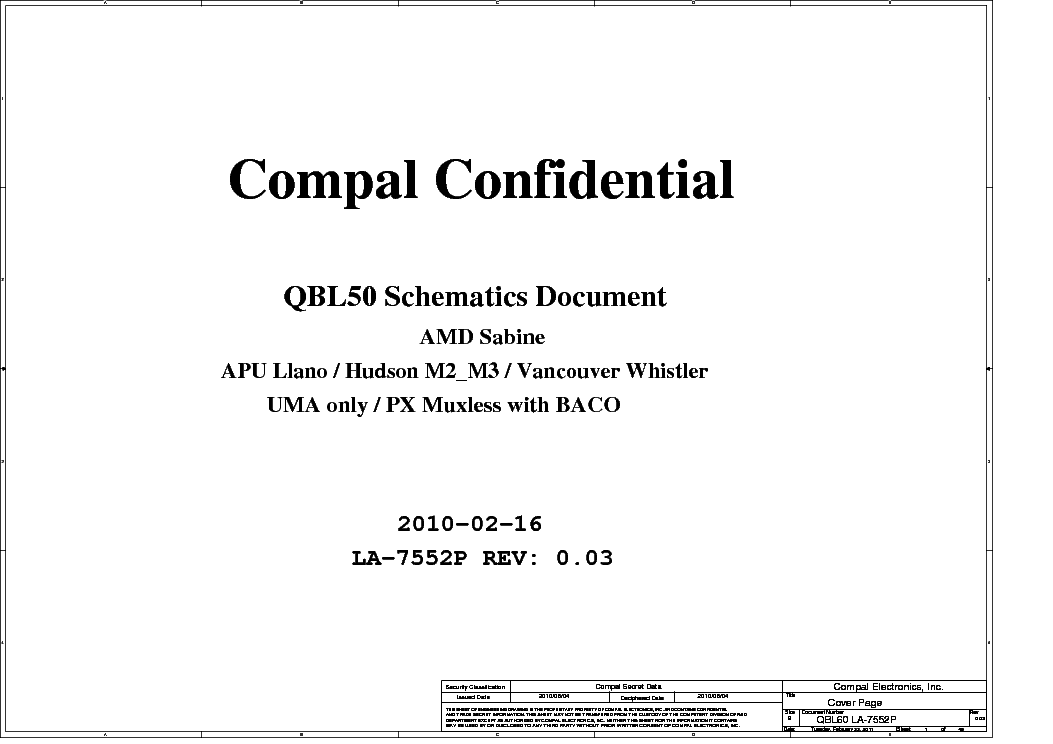 COMPAL LA-7551P QBL50 SCH Service Manual download, schematics, eeprom ...