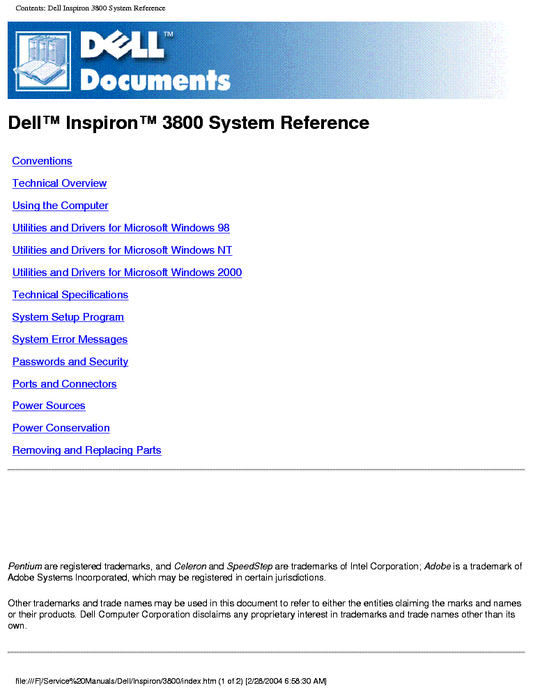 DELL 3800 service manual
