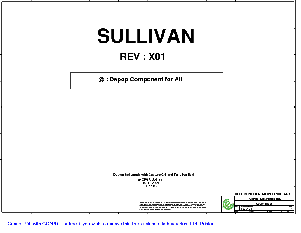 DELL INSPIRON 9300 COMPAL LA-2171 SULLIVAN REV X01 SCH service manual (1st page)