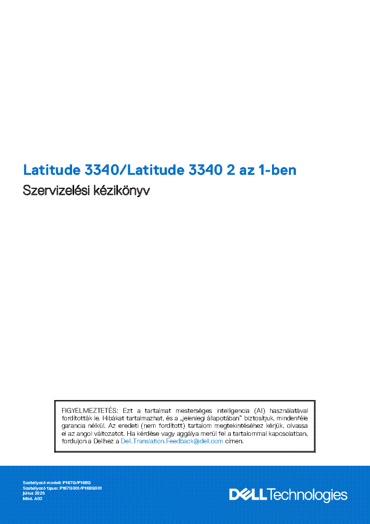 DELL LATITUDE 3340 2 IN 1 SERVICE MANUAL HU service manual (1st page)