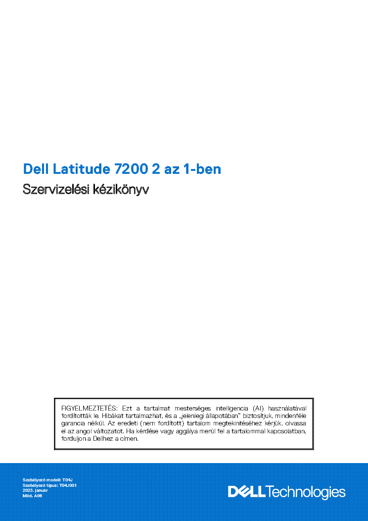DELL LATITUDE 7200 2 IN 1 SERVICE MANUAL HU service manual (1st page)