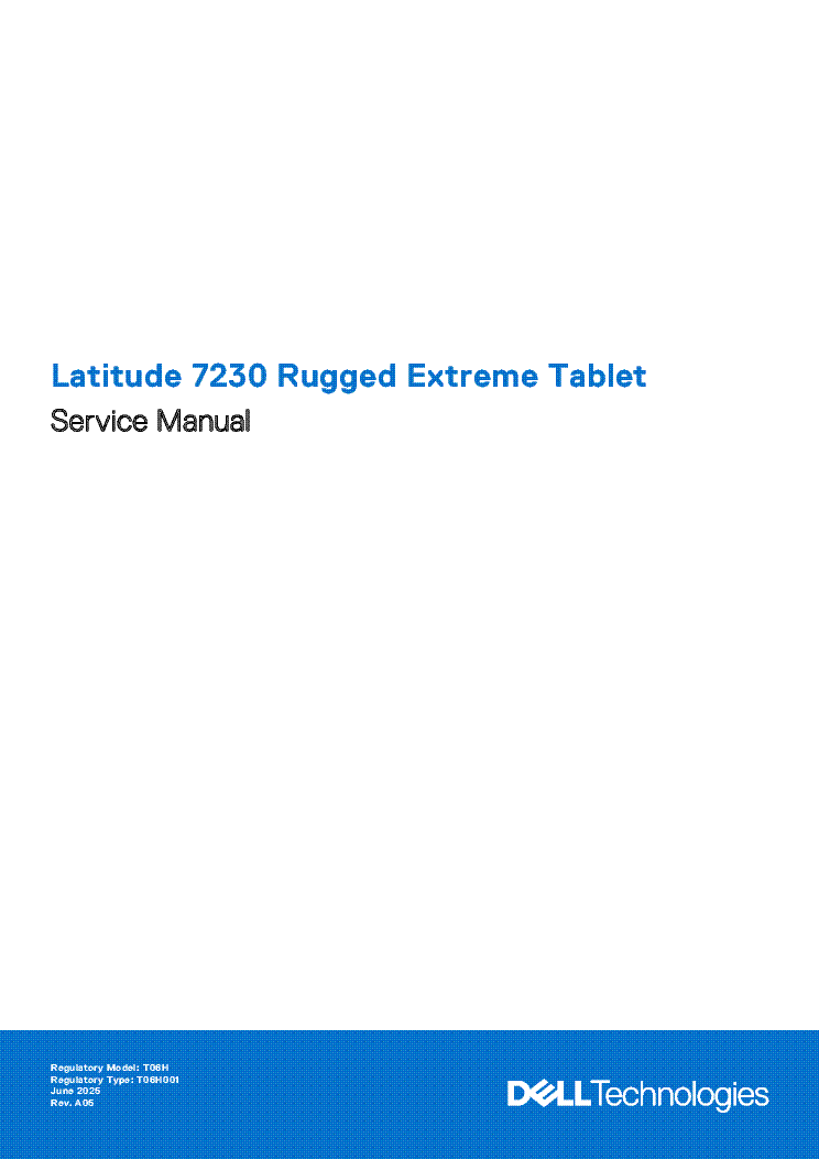 DELL LATITUDE 7230 RUGGED EXTREME TABLET SERVICE MANUAL EN service manual (1st page)