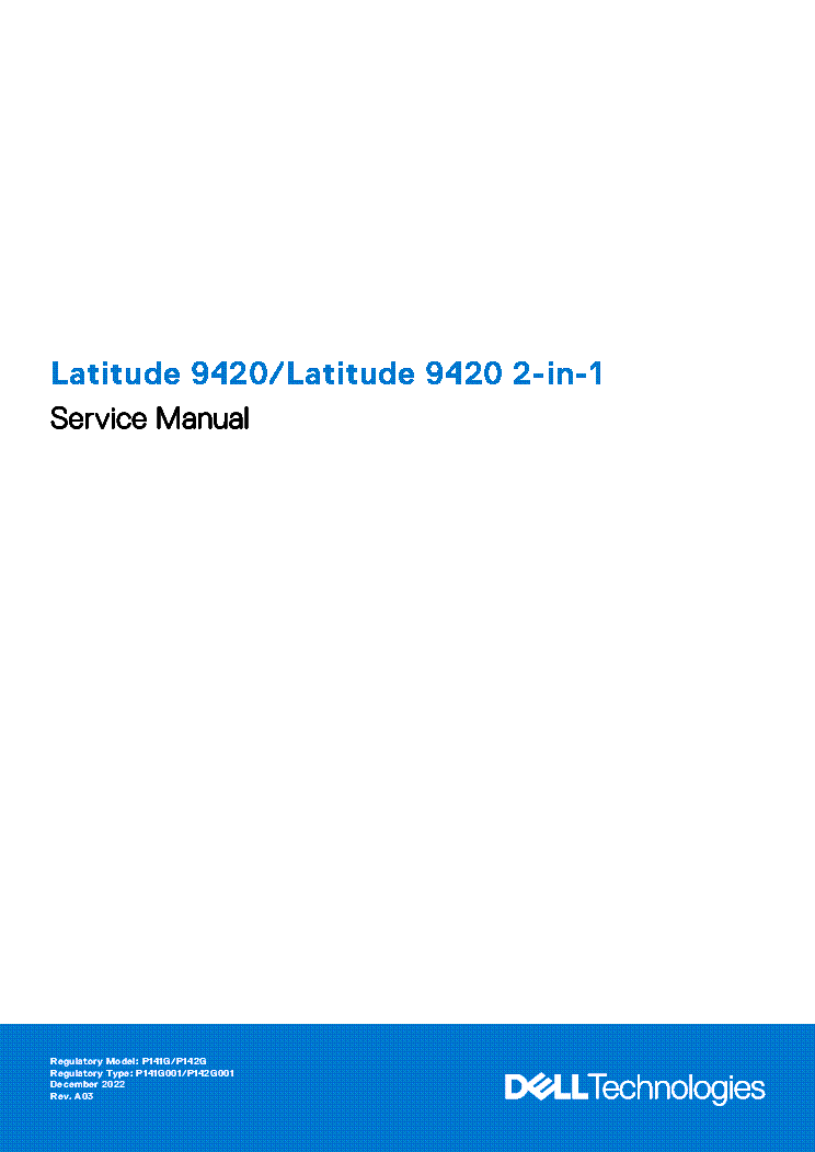 DELL LATITUDE 9420 9420 2 IN 1 SERVICE MANUAL EN service manual (1st page)