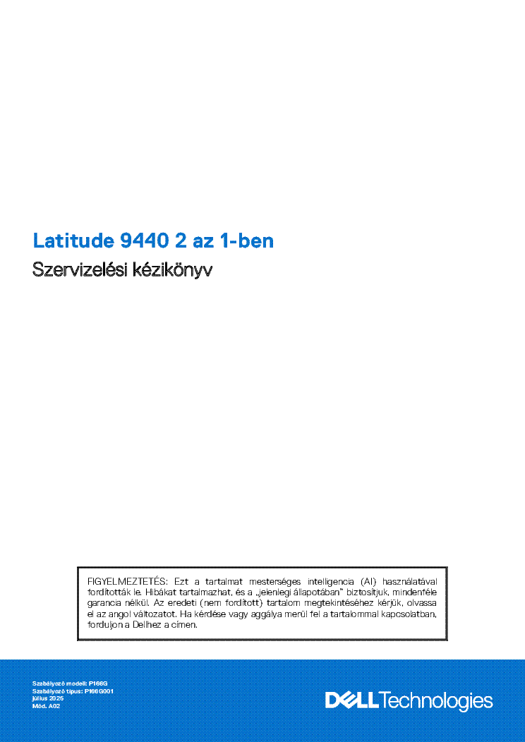 DELL LATITUDE 9440 2 IN 1 SERVICE MANUAL HU service manual (1st page)