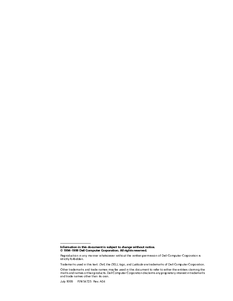 DELL LATITUDE CP CPI PARTS REMOVAL AND REPLACEMENT GUIDE EN service manual (2nd page)
