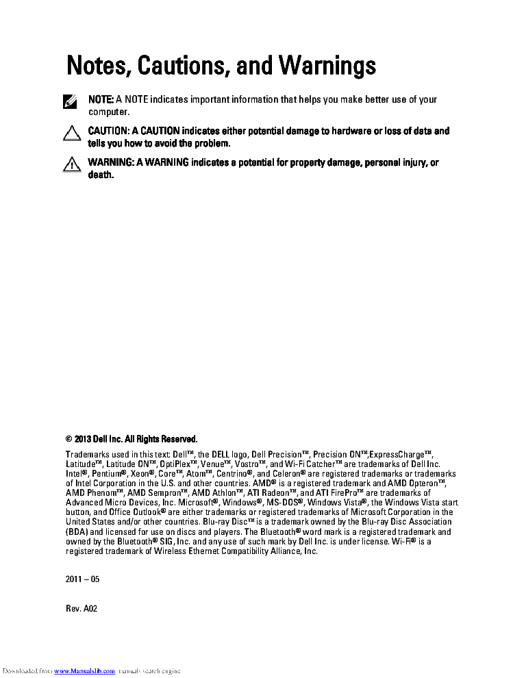 DELL PRECISION-T1600 SM service manual (2nd page)