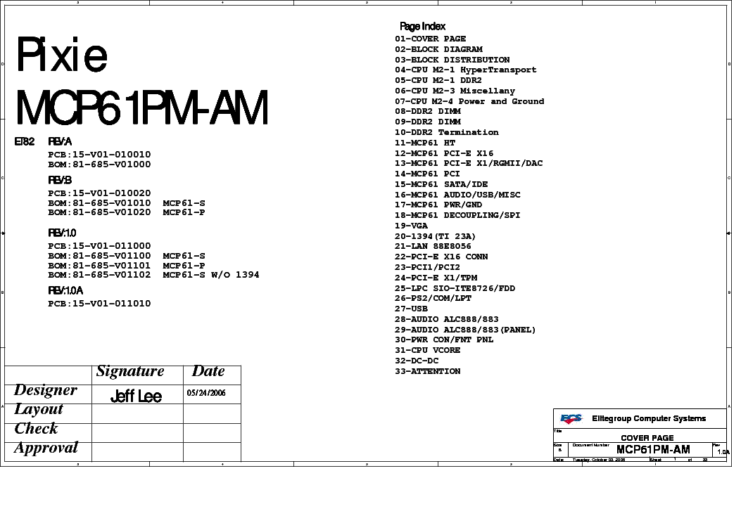 ECS MCP61PM-AM REV 1.0A SCH Service Manual download, schematics, eeprom