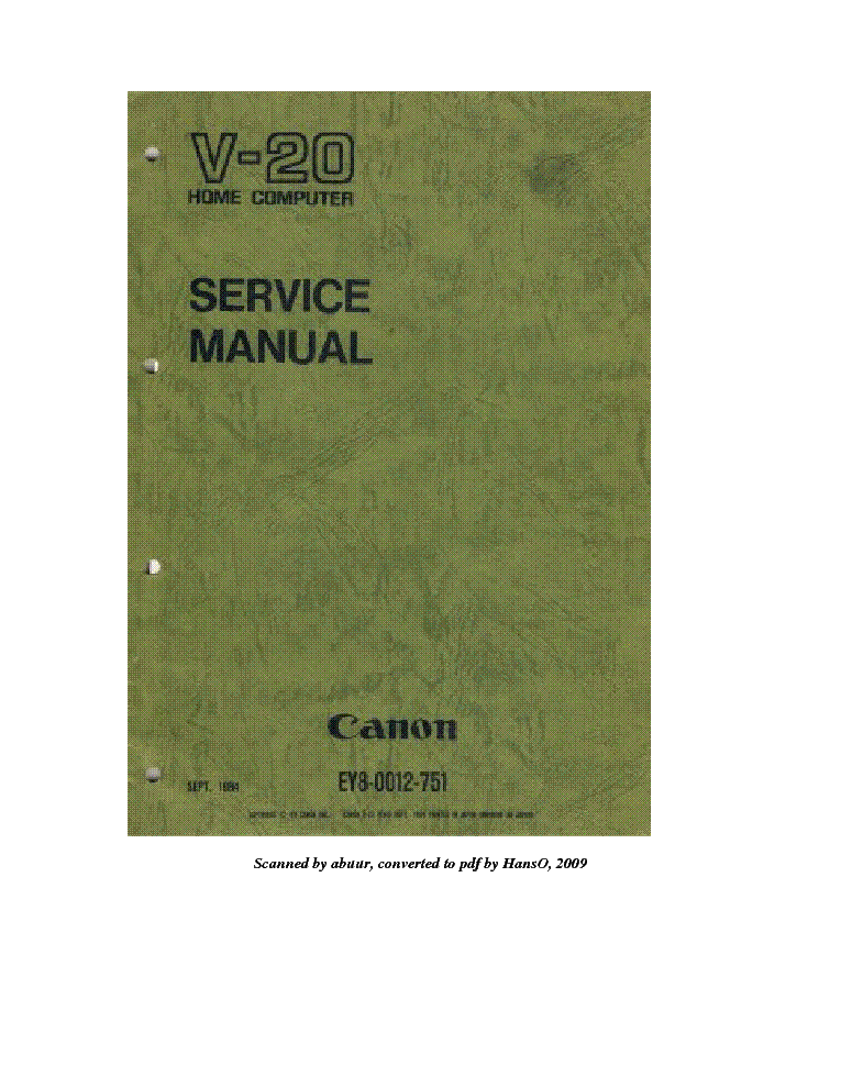 CANON MSX V20 SM service manual (1st page)