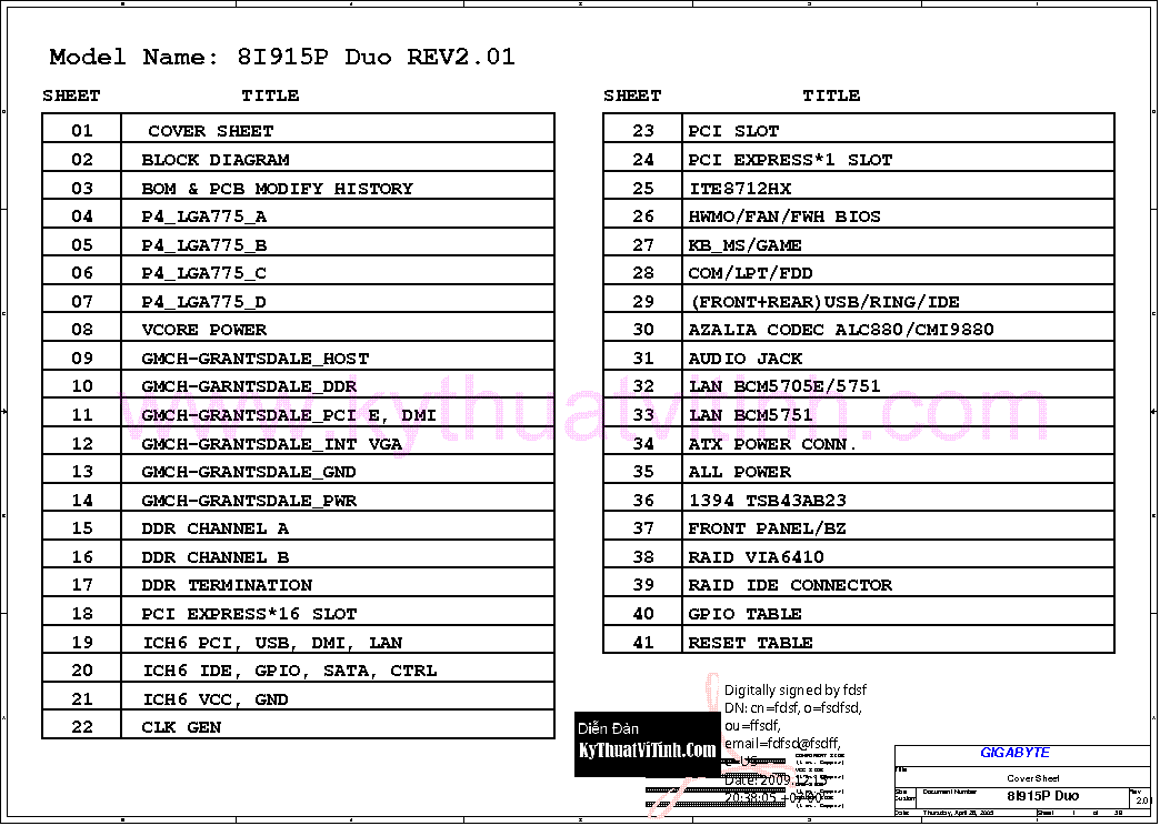GIGABYTE 8I915P DUO REV 2.01 SCH Service Manual download, schematics ...