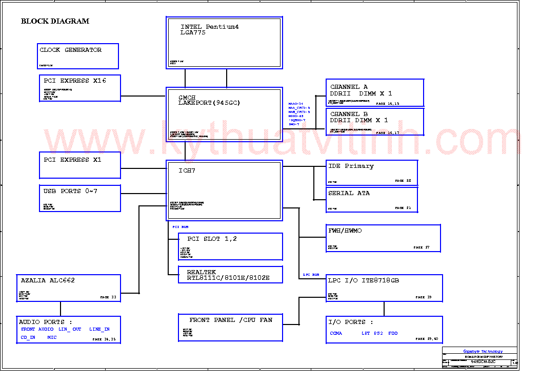 GIGABYTE 945GCM-S2C REV 1.02 Service Manual download, schematics