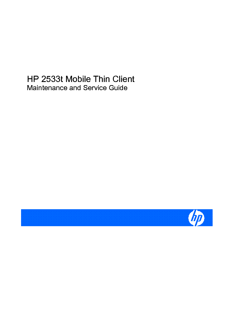 HP 2533T MOBILE THIN CLIENT service manual (1st page)