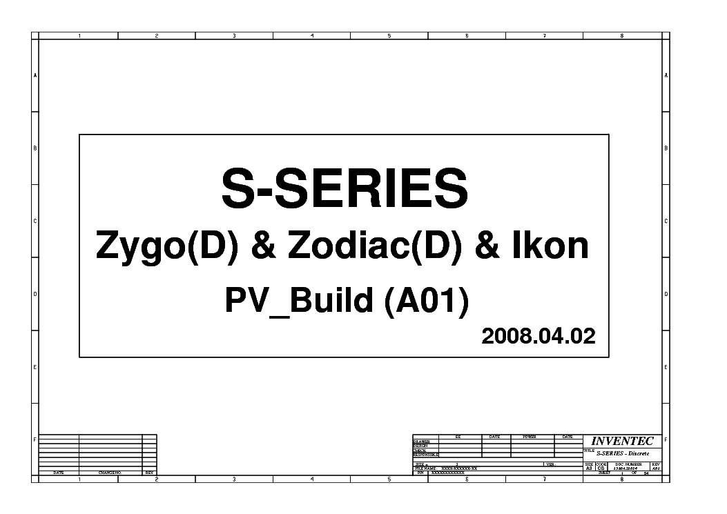 HP COMPAQ 6530S 6531S 6730S 6820S 6830S INVENTEC ZYGO ZODIAC IKON REV A01 SCH service manual (1st page)