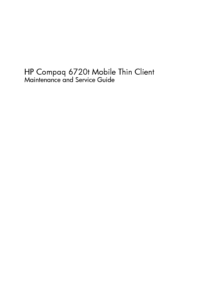 HP COMPAQ 6720T MOBILE THIN CLIENT service manual (1st page)