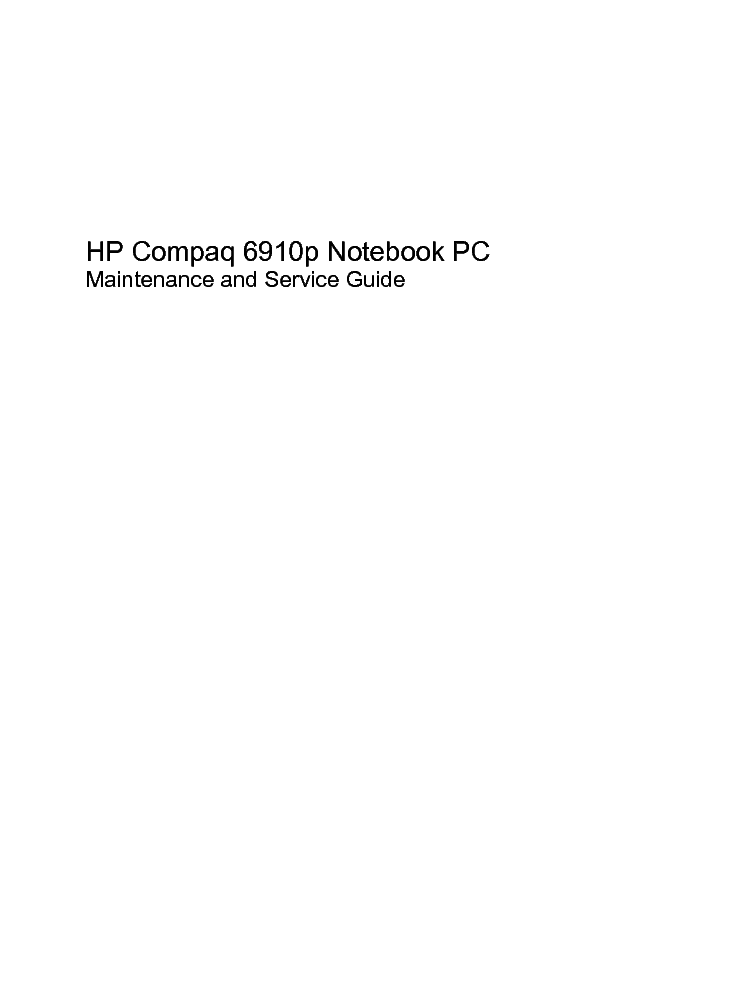 HP COMPAQ 6910P SERVICE GUIDE service manual (1st page)