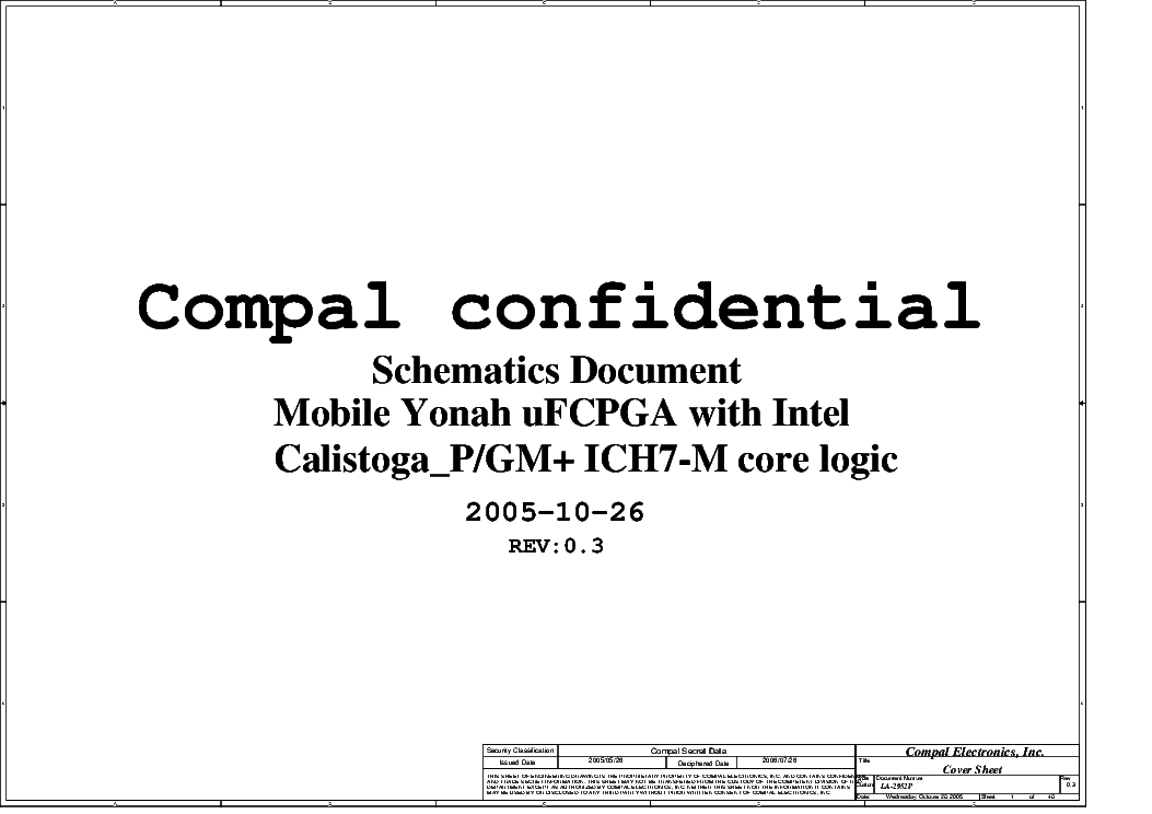 HP COMPAQ NC6400 COMPAL LA-2952P HAT00 CAYMUS REV.0.3 service manual (1st page)