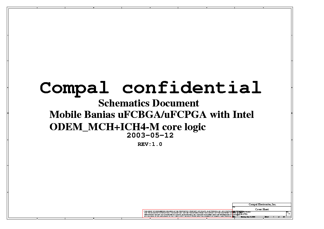 HP COMPAQ NX7000 COMPAL LA-1701 REV 1.0 SCH service manual (1st page)