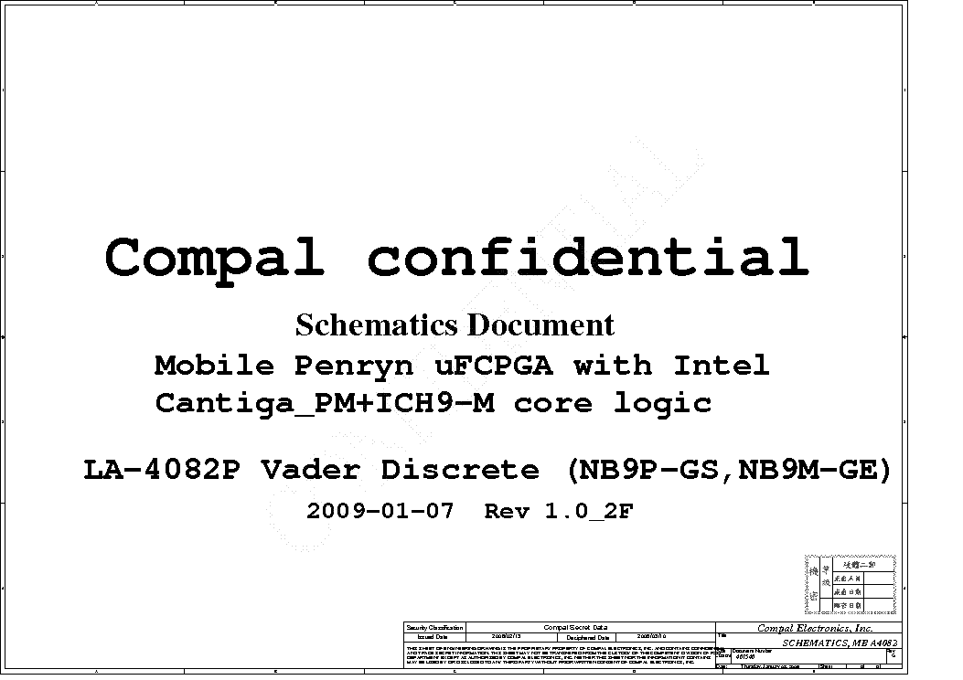 HP DV7T COMPAL LA-4082P VADER DISCRETE REV 1.0 SCH service manual (1st page)