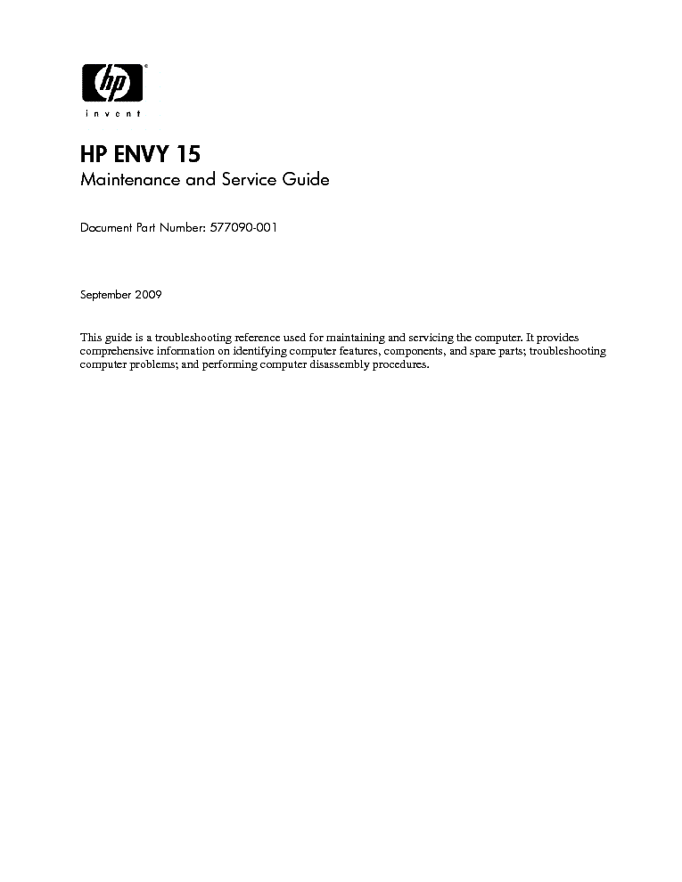 HP ENVY 15 service manual (1st page)