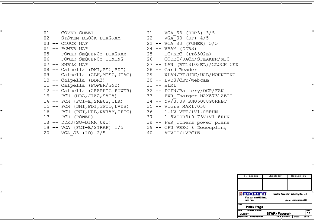 HP G62 COMPAQ CQ62 FOXCONN STAR FEDERER REV 1.1 SCH service manual (1st page)