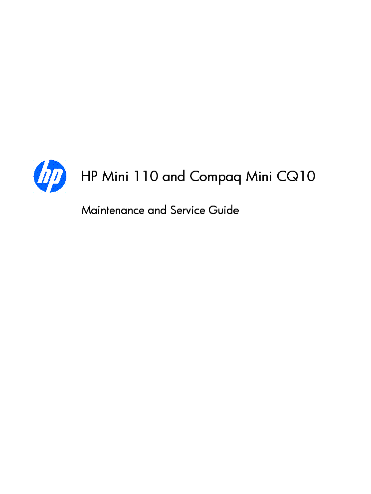 HP MINI 110 COMPAQ MINI CQ10 service manual (1st page)