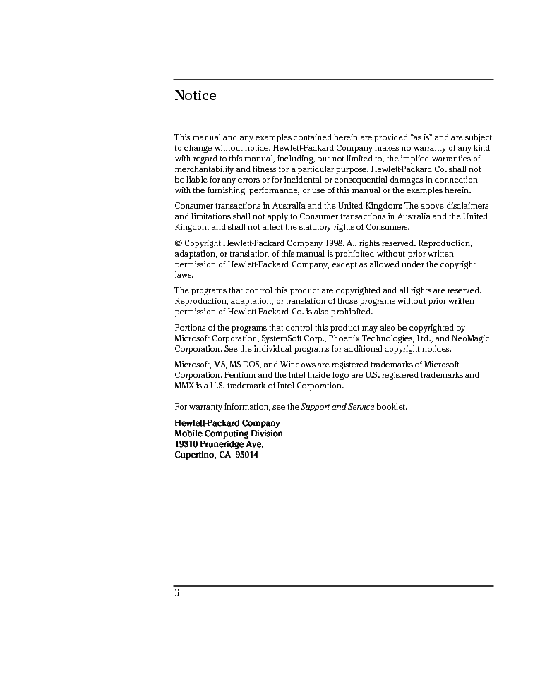 HP OB2100 WIN95NTV2 RG service manual (2nd page)