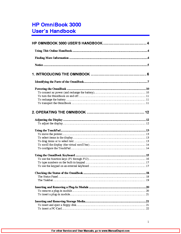 HP OB3000 UH service manual (1st page)