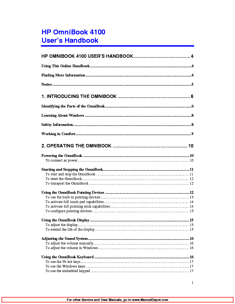 HP OB4100 UH service manual (1st page)