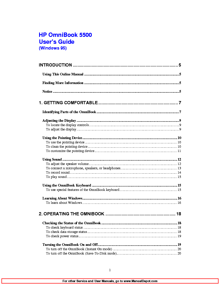 HP OB5500 WIN95 UG service manual (1st page)
