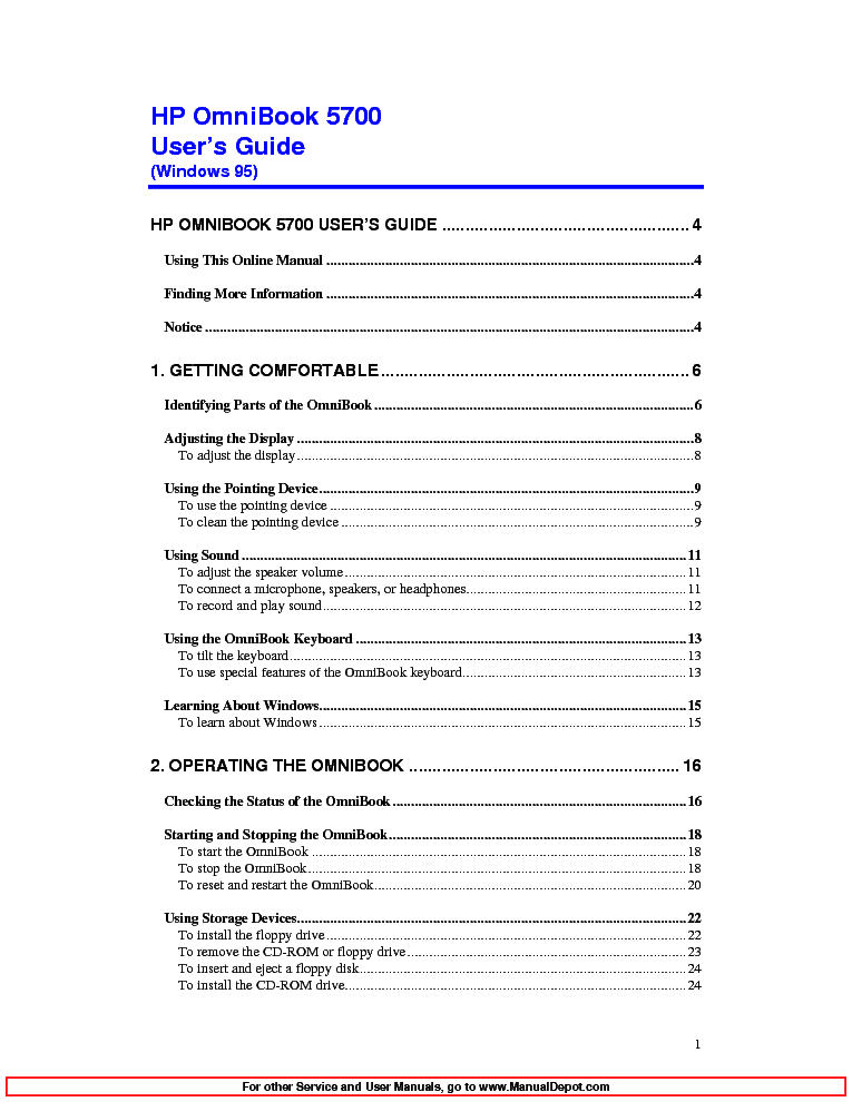 HP OB5700 WIN95 UG service manual (1st page)