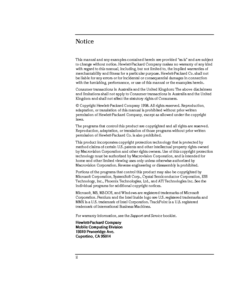 HP OB7100 WIN9598NTV2 RG service manual (2nd page)