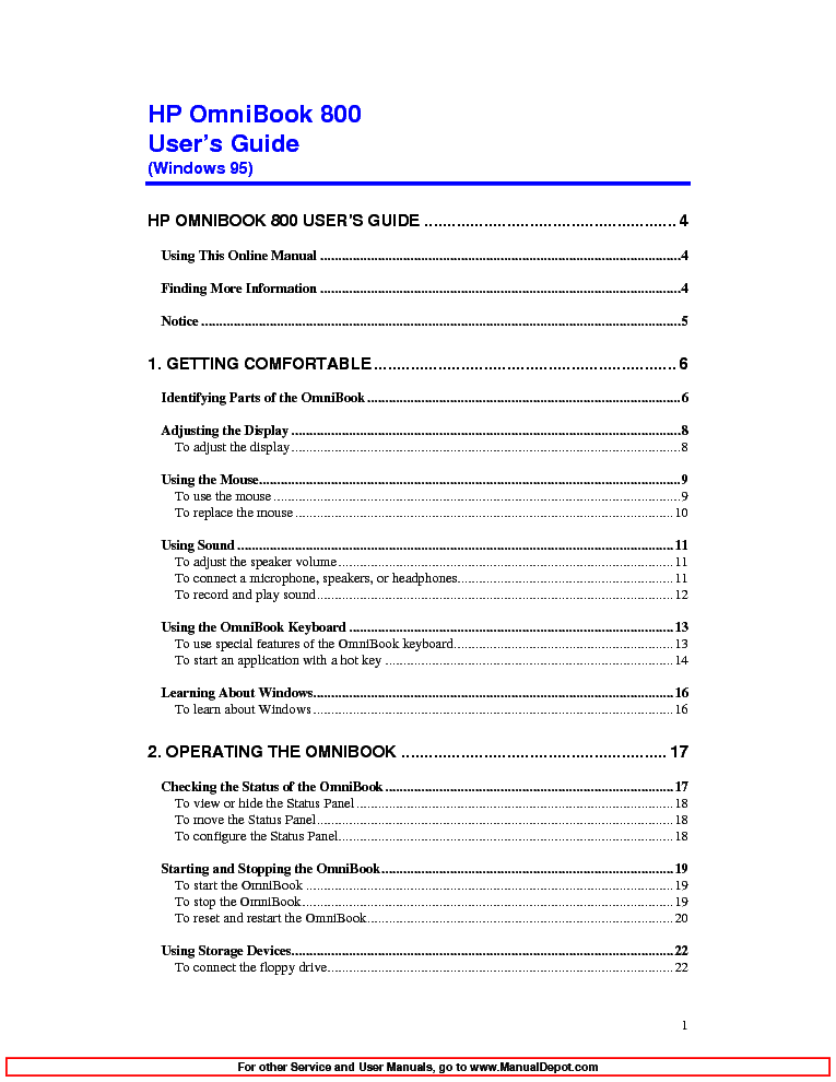 HP OB800 5-166 WIN95 UG service manual (1st page)