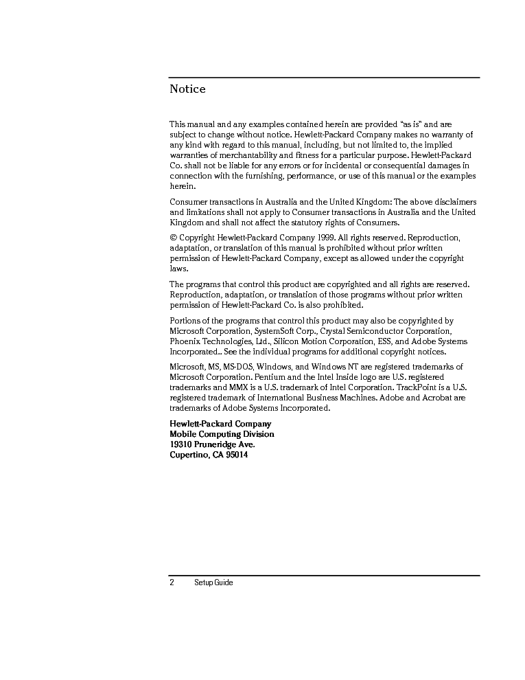 HP OBXE-DA SG service manual (2nd page)