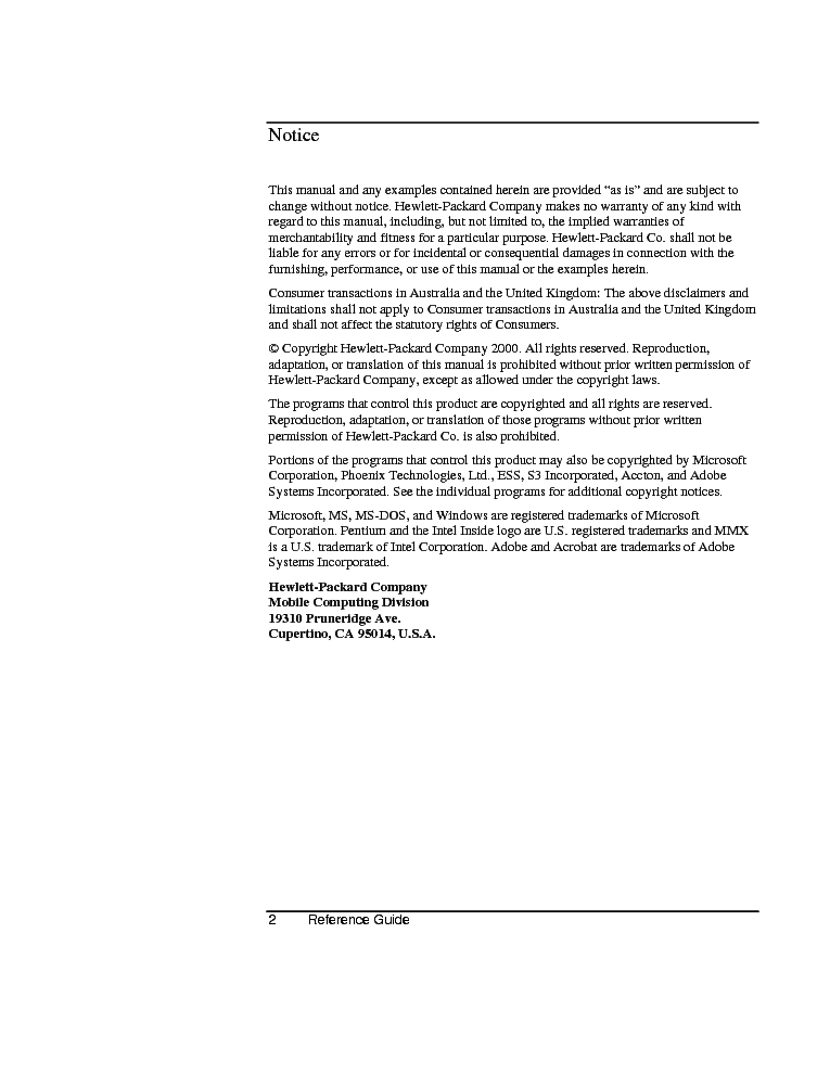 HP OBXE3-GC RG service manual (2nd page)