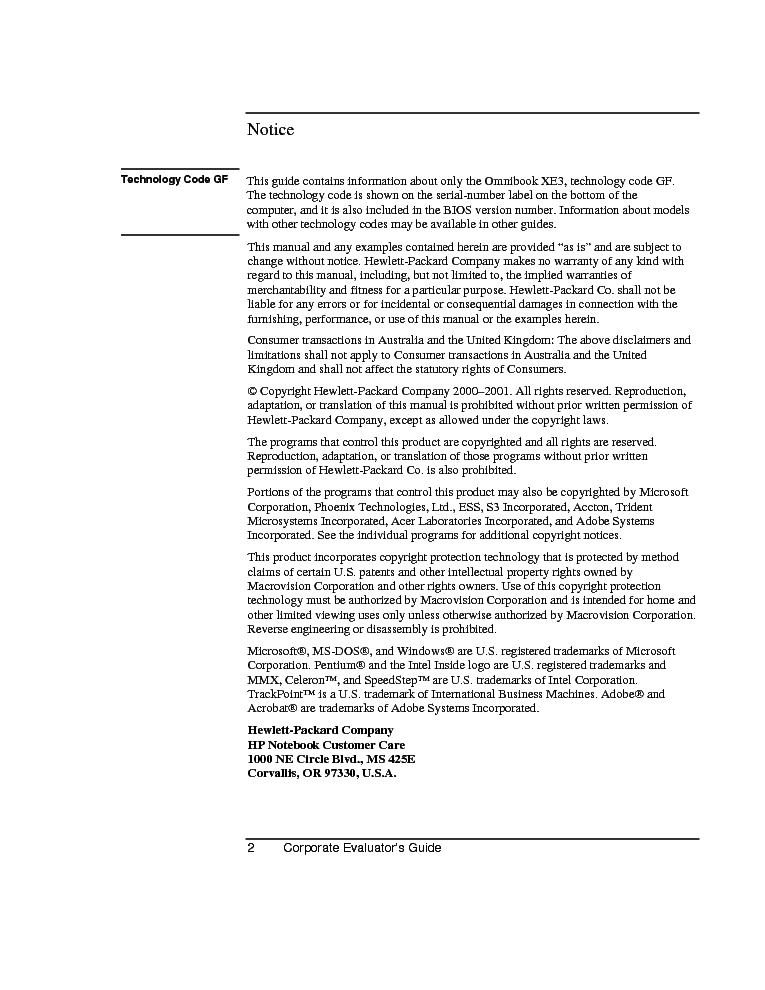 HP OBXE3-GF CEG service manual (2nd page)