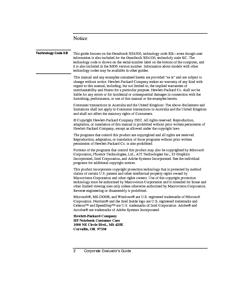 HP OBXE4100-XE4500 CEG service manual (2nd page)