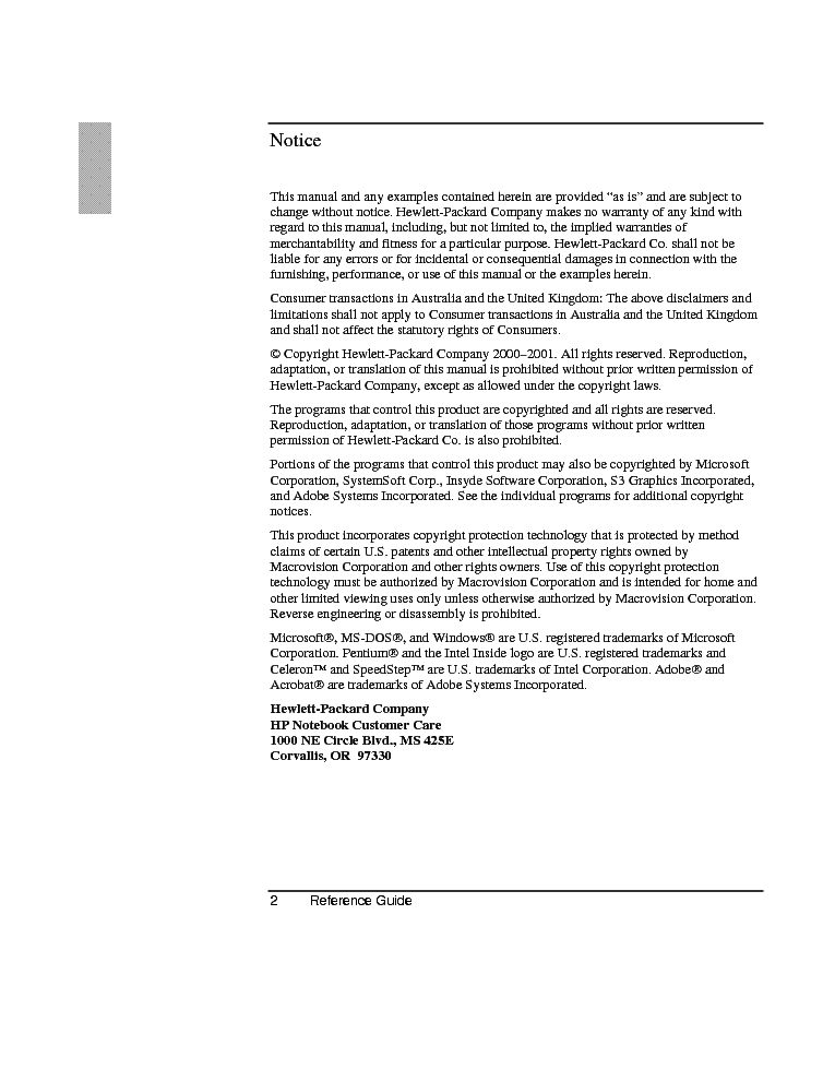 HP OBXT1000-IB RG service manual (2nd page)