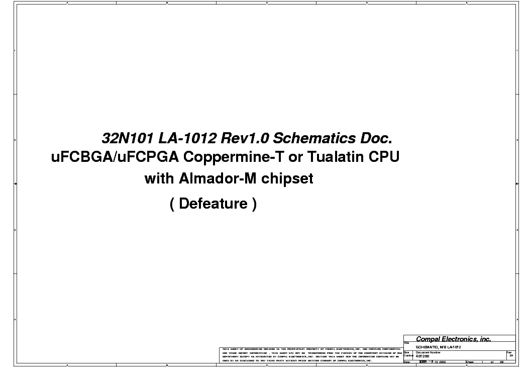 HP OMNIBOOK XE3 COMPAL LA-1012 32N101 REV 1.0 SCH service manual (1st page)