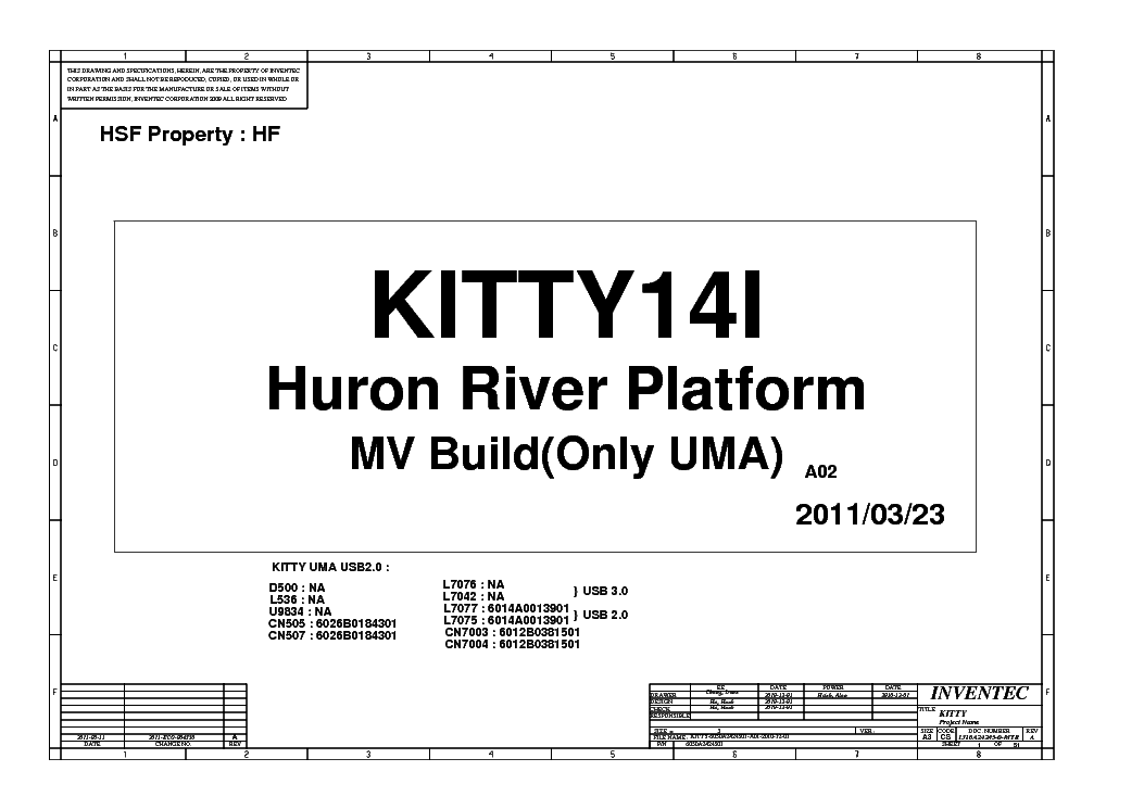 HP PAVILION DV4-4000 INVENTEC KITTY14I UMA REV A02 SCH service manual (1st page)