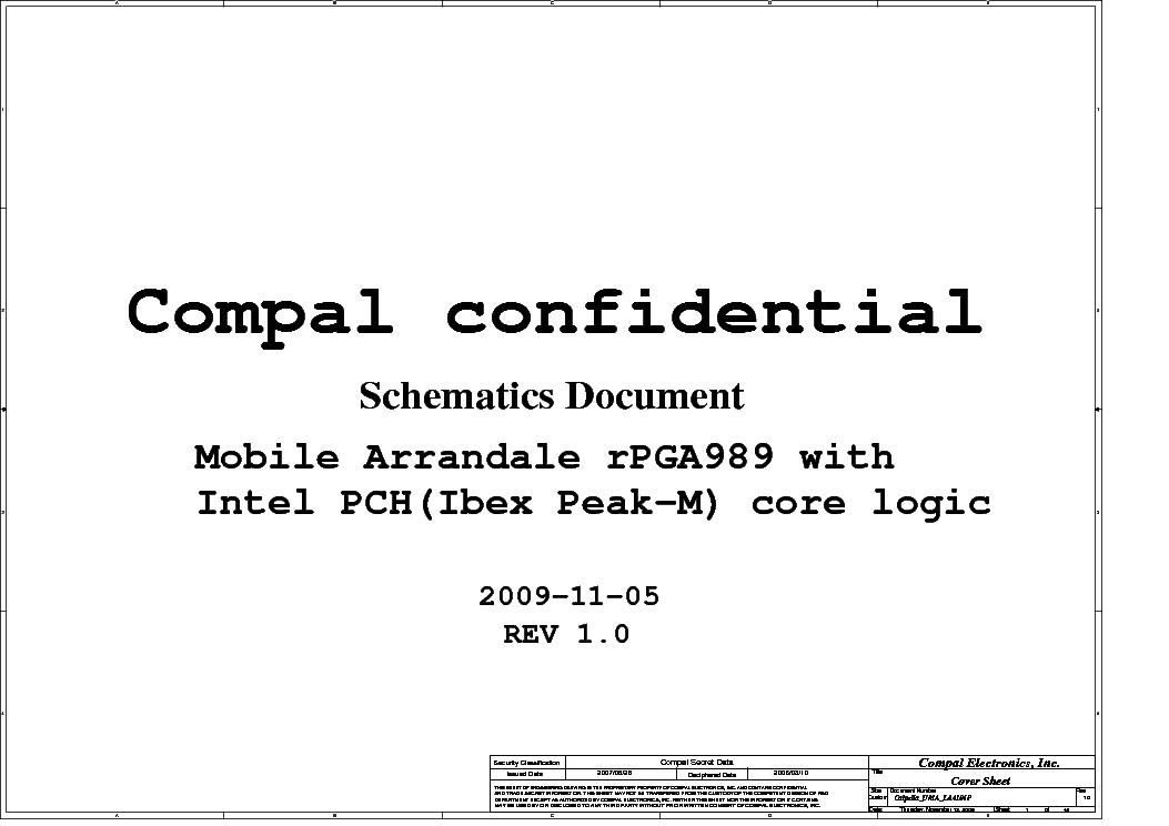 HP PAVILION DV4 COMPAQ PRESARIO CQ41 COMPAL LA-4106P CALPELLA CONSUMER 14 UMA REV 1.0 SCH service manual (1st page)