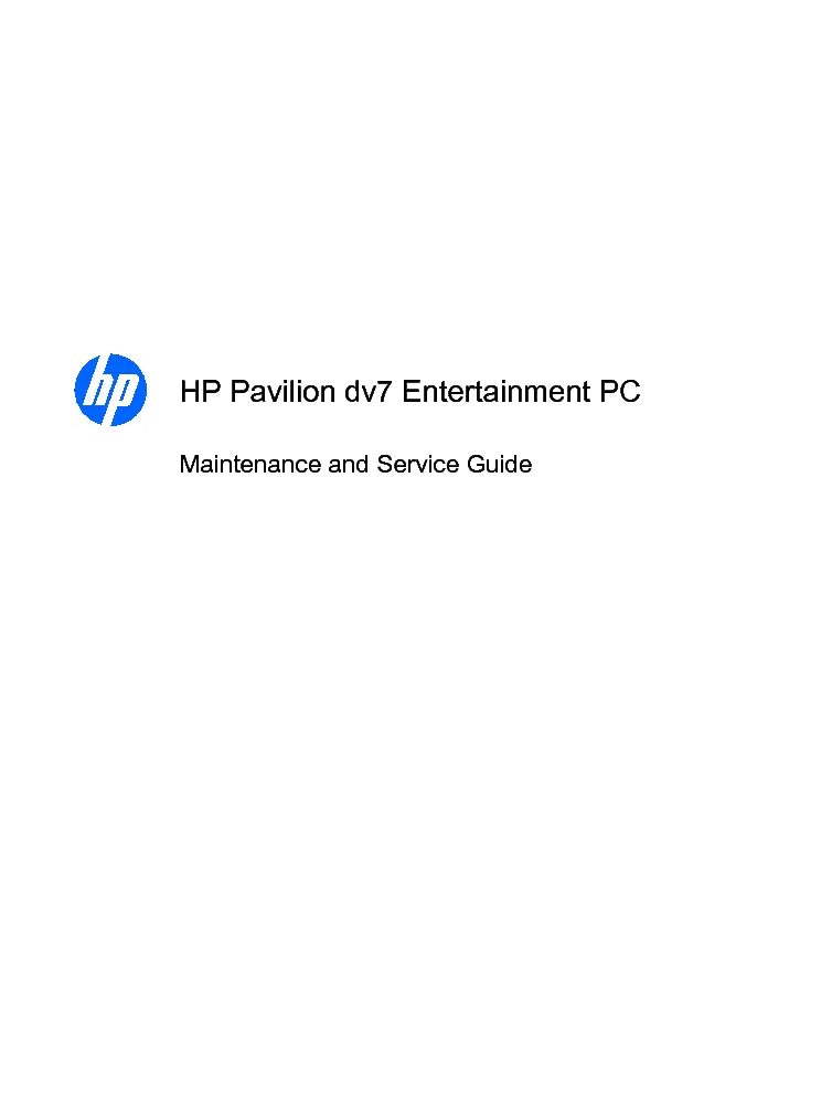 HP PAVILION DV7 SM service manual (1st page)