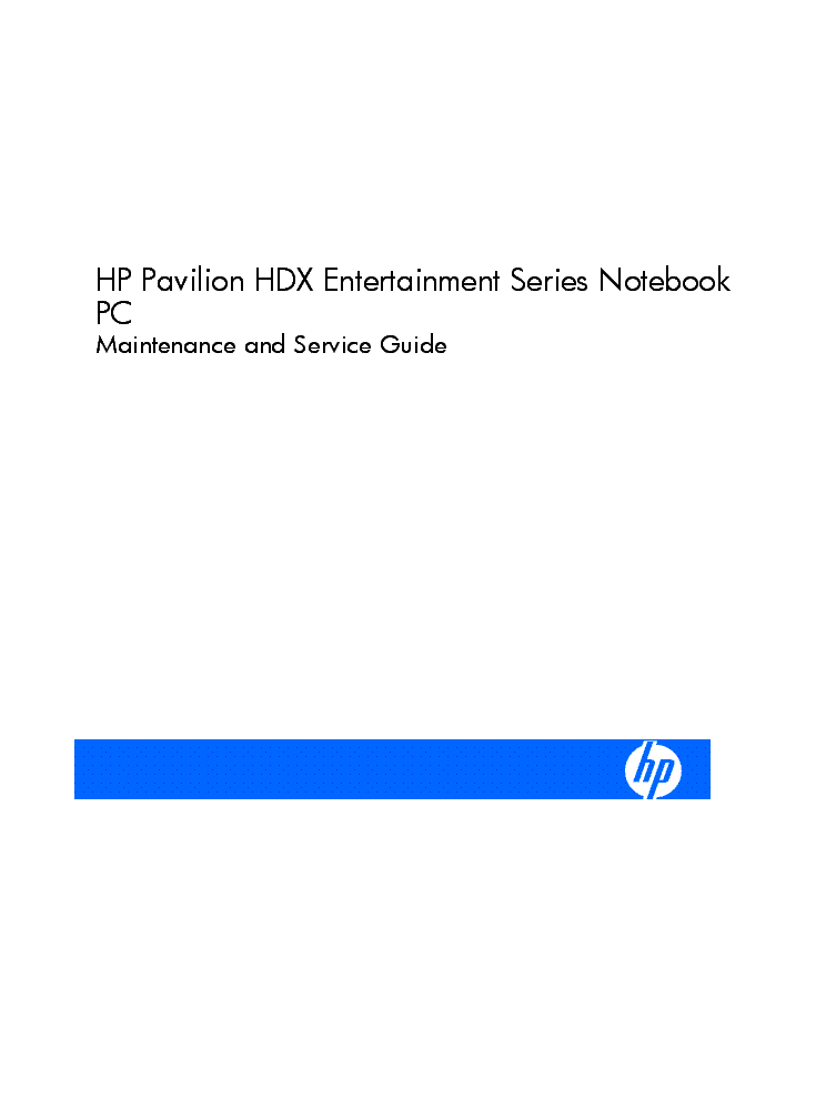 HP PAVILION HDX ENTERTAINMENT SERIES 141PAGES service manual (1st page)