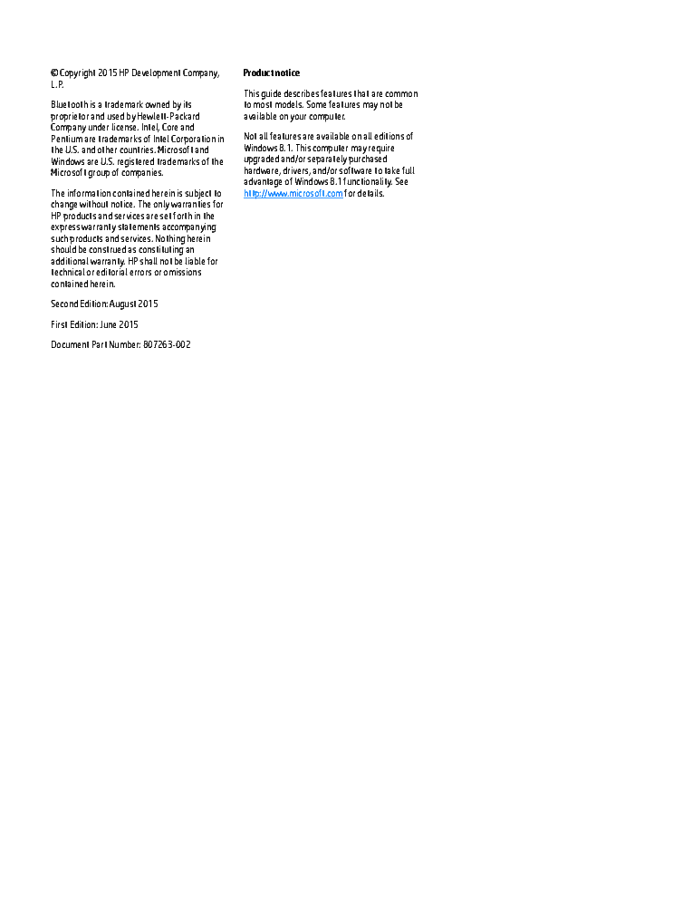 HP PAVILION NOTEBOOK-17 17-G000 17-G099 SM service manual (2nd page)