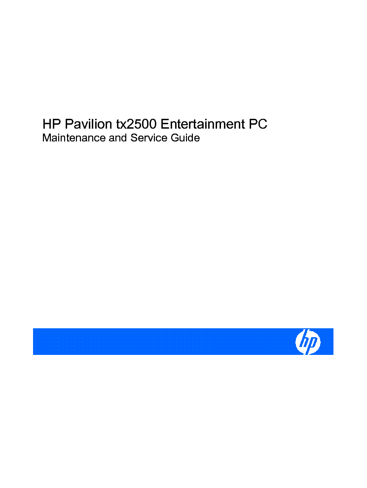 HP PAVILION TX2500 SM service manual (1st page)