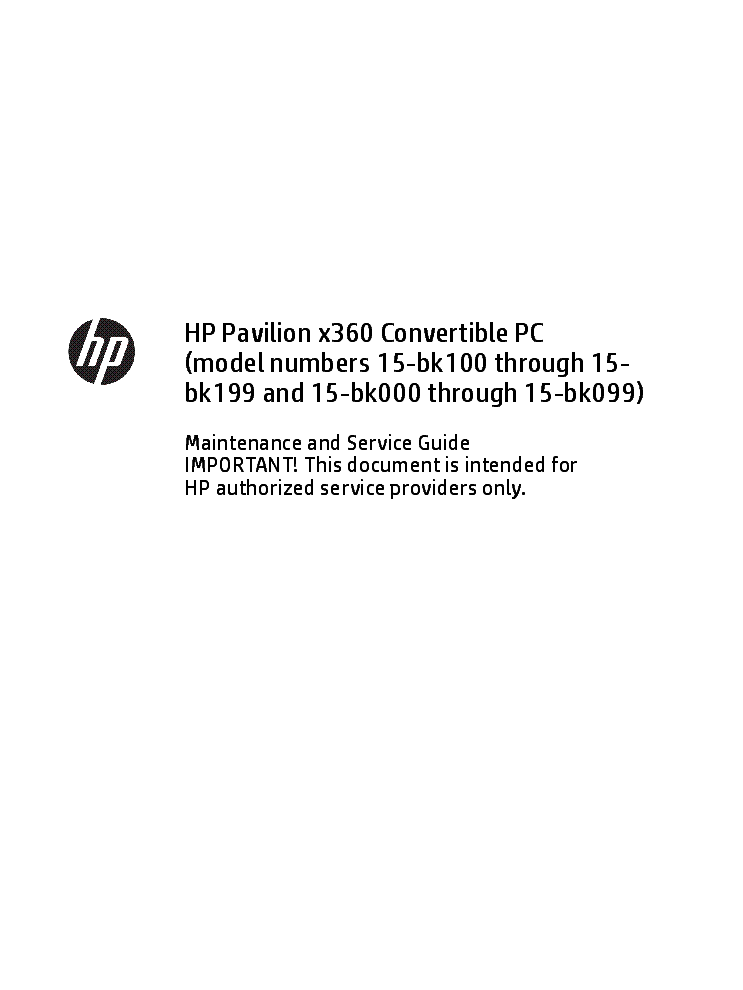HP PAVILION X360 15-BK1XX CONVERTIBLE PC MM SG service manual (1st page)