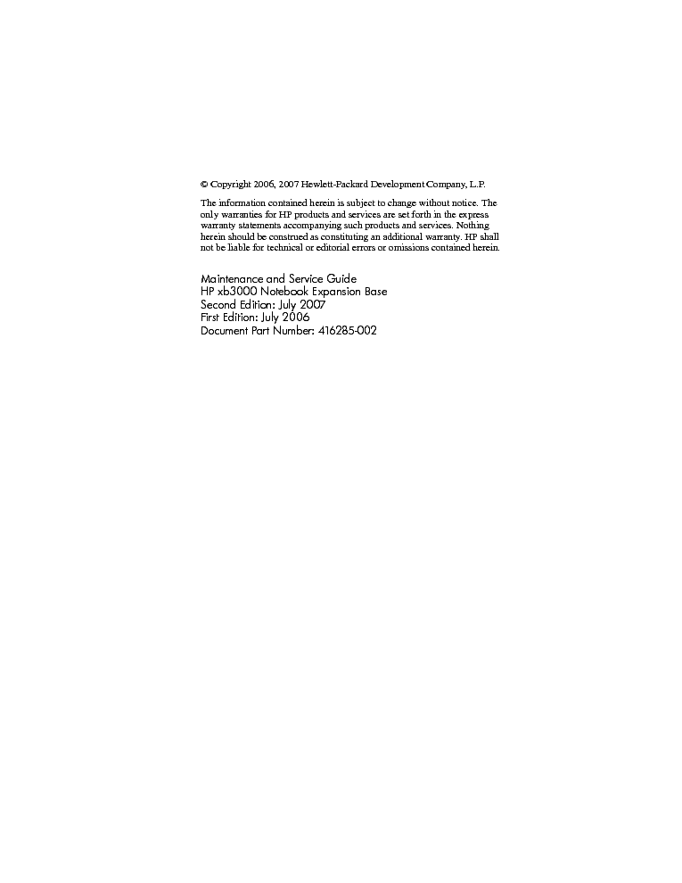 HP XB3000 SM service manual (2nd page)