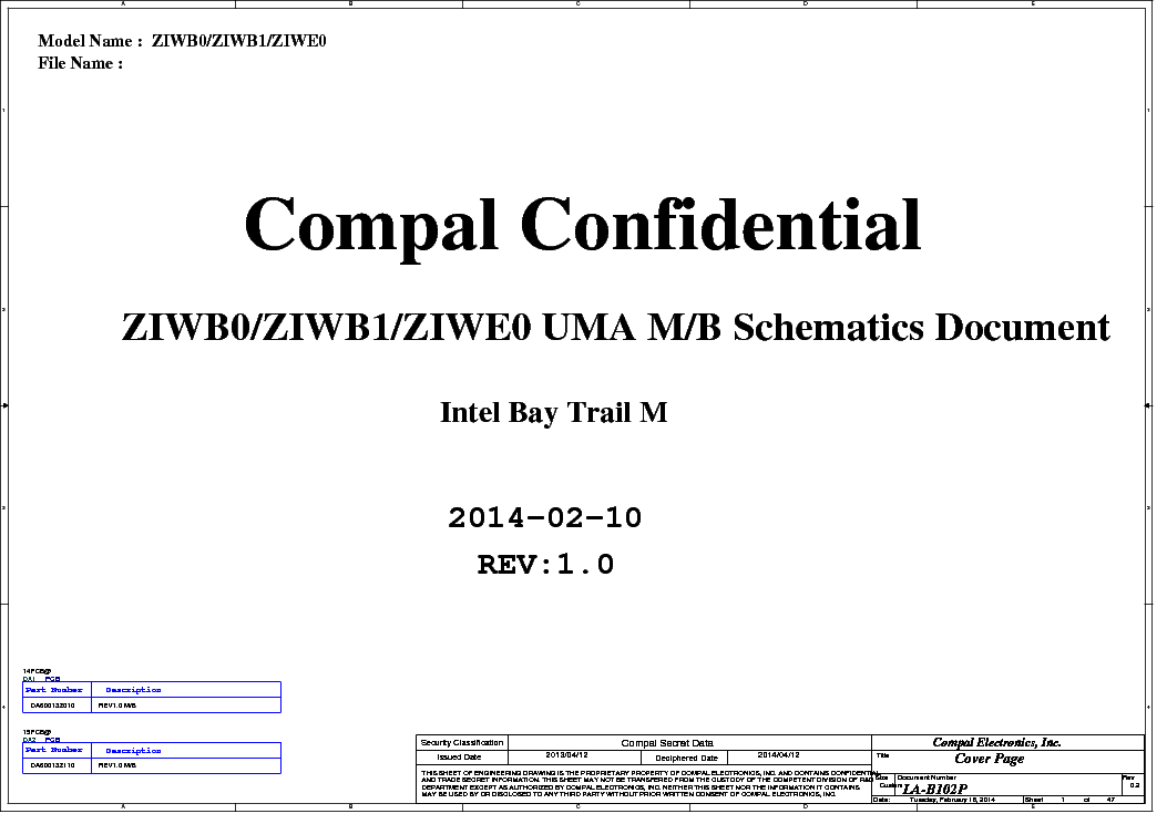 LENOVO B50-30 COMPAL ZIWB0 ZIWB1 ZIWE0 UMA LA-B102P REV 1.0 SCH service manual (1st page)