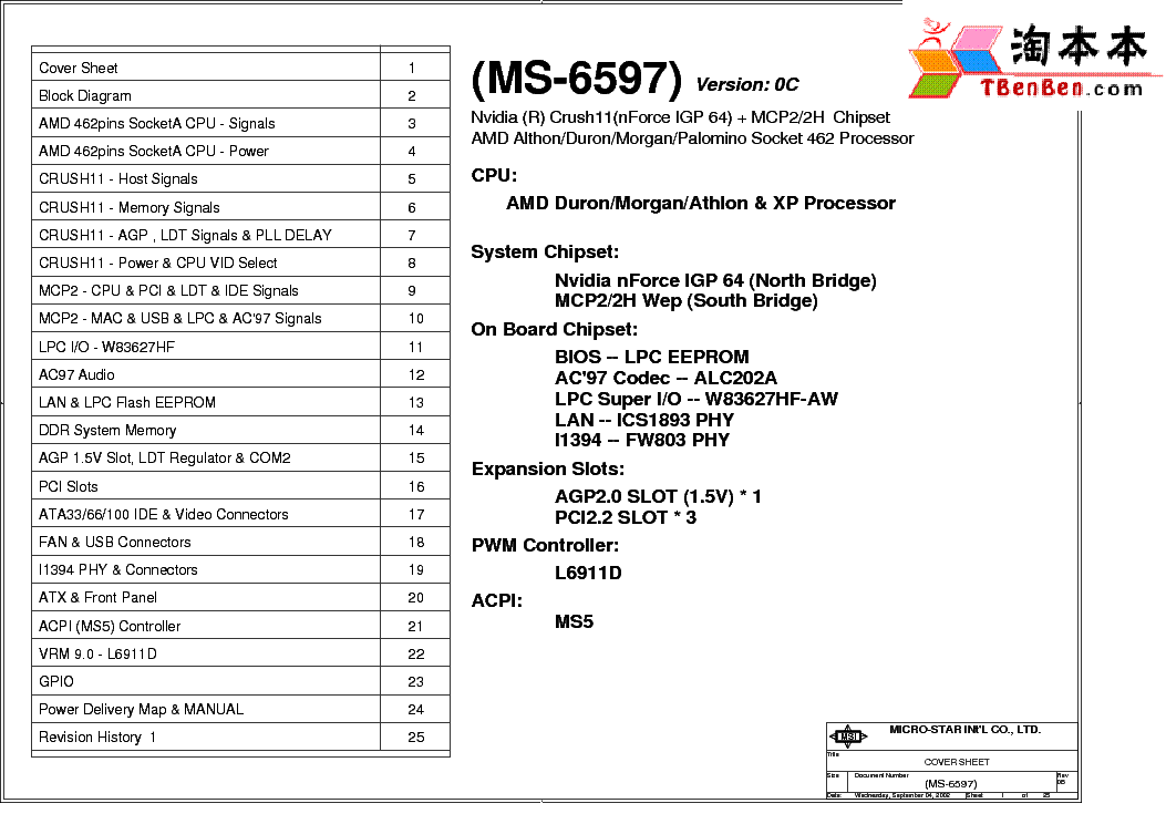 MSI MS-6597 REV 0C SCH service manual