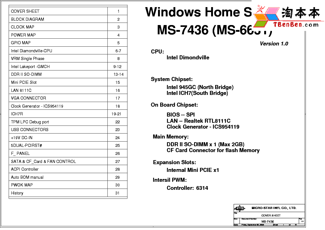 MSI MS-6631 7436 REV 1.0 SCH service manual