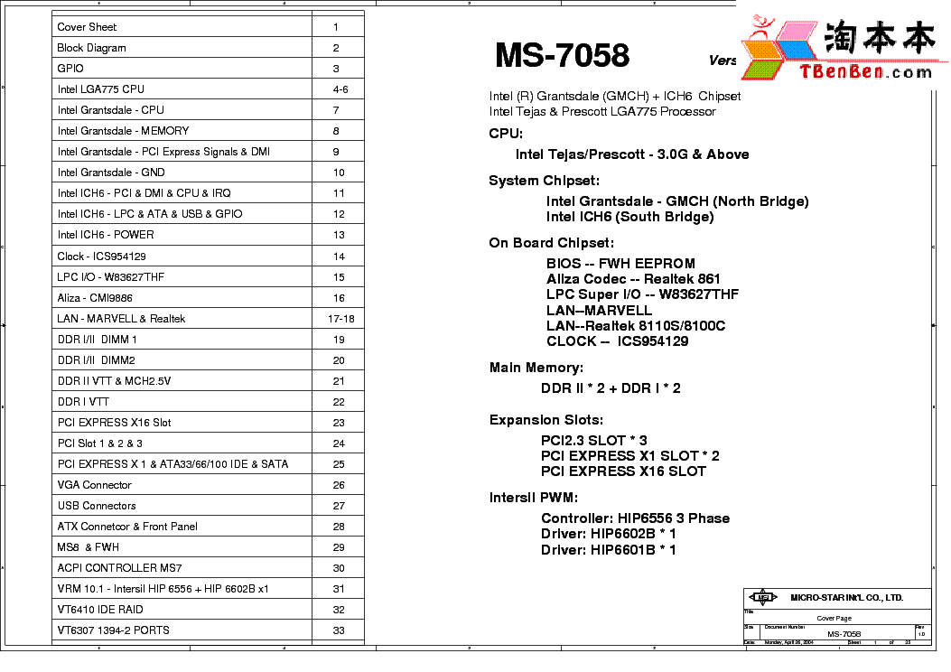 MSI MS-7058 REV 1.0 SCH service manual (1st page)