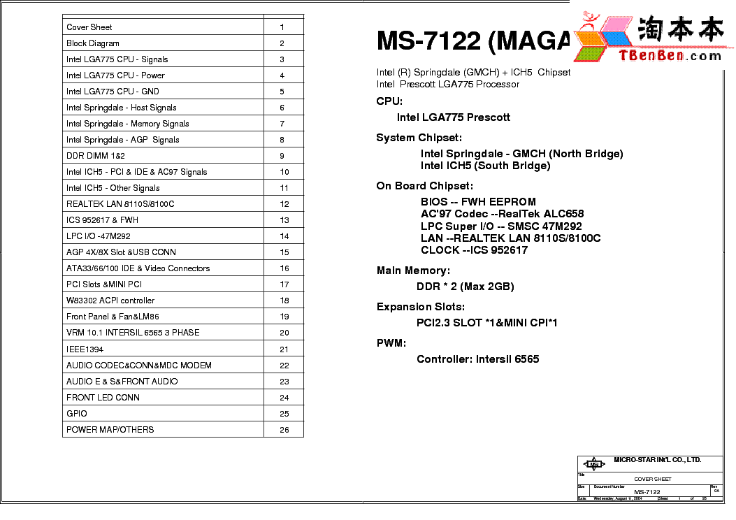 MSI MS-7122 REV 0A SCH Service Manual download, schematics, eeprom ...